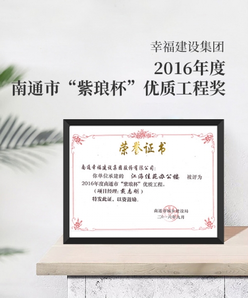 2016年度南通市紫瑯杯優(yōu)質工程獎